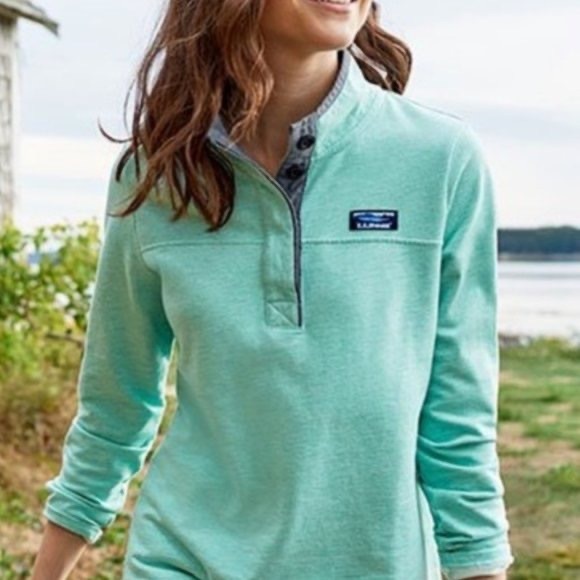 L.L. Bean Tops Ll Bean Soft Cotton Rugby In Beach Glass Heather